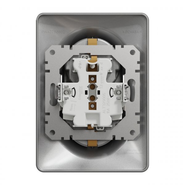 SDD313221 Подвійна розетка з заземленням, зі шторками алюміній Sedna Design Schneider Electric
