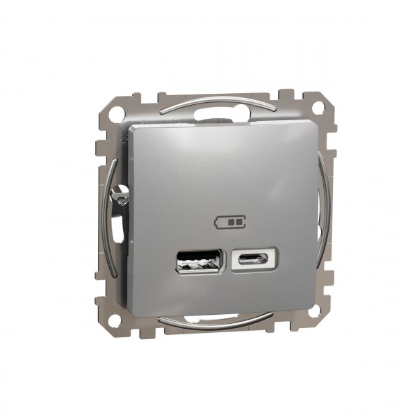 SDD113402 USB розетка тип A+C 2,4A алюміній Sedna Design Schneider Electric