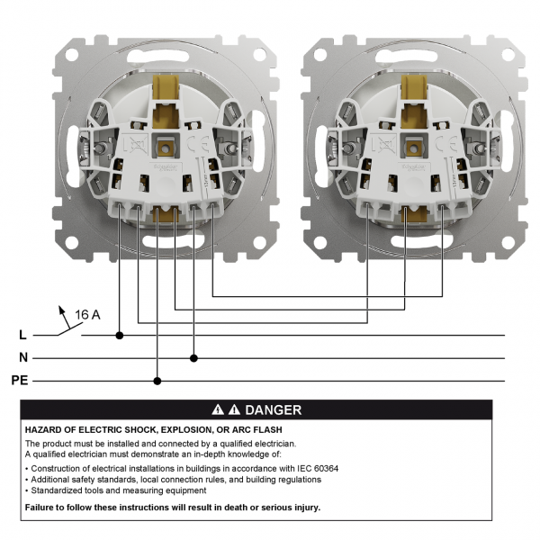 SDD112022 Розетка з заземлення та зі шторками бежевий Sedna Design Schneider Electric
