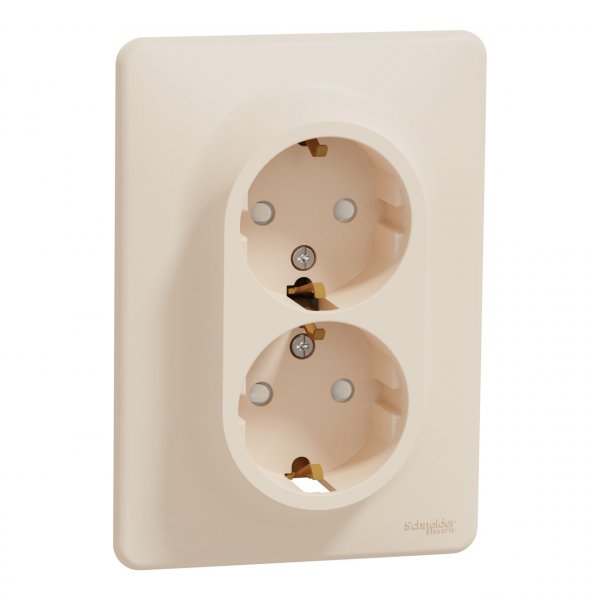 SDD312221 Подвійна розетка з заземленням, зі шторками бежевий Sedna Design Schneider Electric