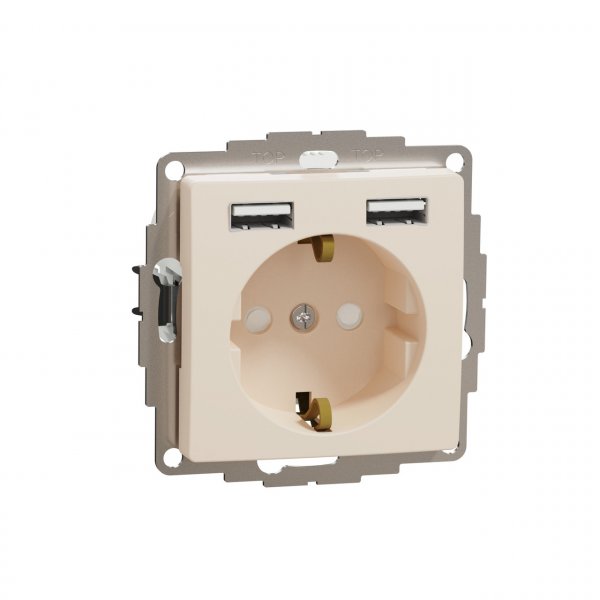 SDD112052 Розетка з заземленням + 2 USB тип А бежевий Sedna Design Schneider Electric