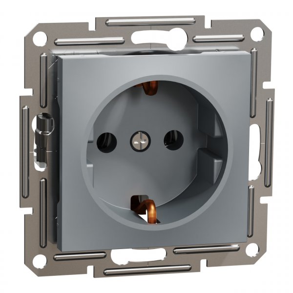 EPH2900162 Розетка з заземленням сталь Asfora Schneider Electric