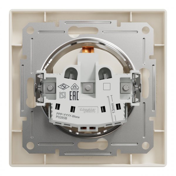 EPH2900223 Розетка с заземлением с защитными шторками крем Asfora Schneider Electric