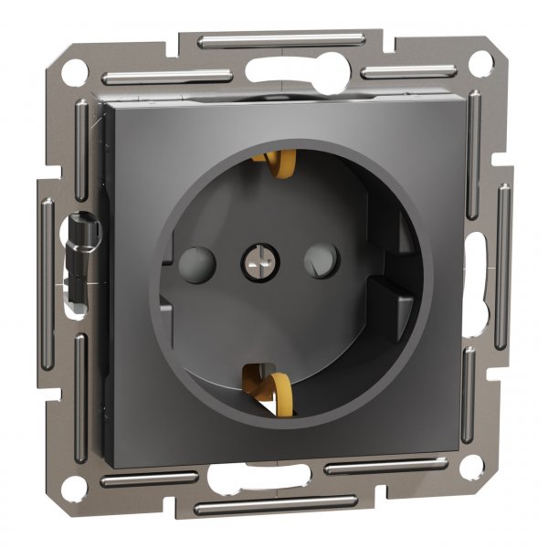EPH2900271 Розетка з заземленням з захисними шторками антрацит Asfora Schneider Electric