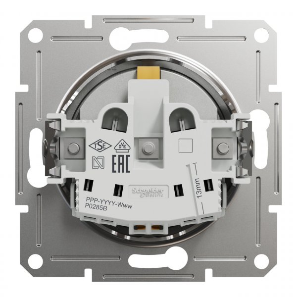 EPH2900261 Розетка с заземлением с защитными шторками алюминий Asfora Schneider Electric