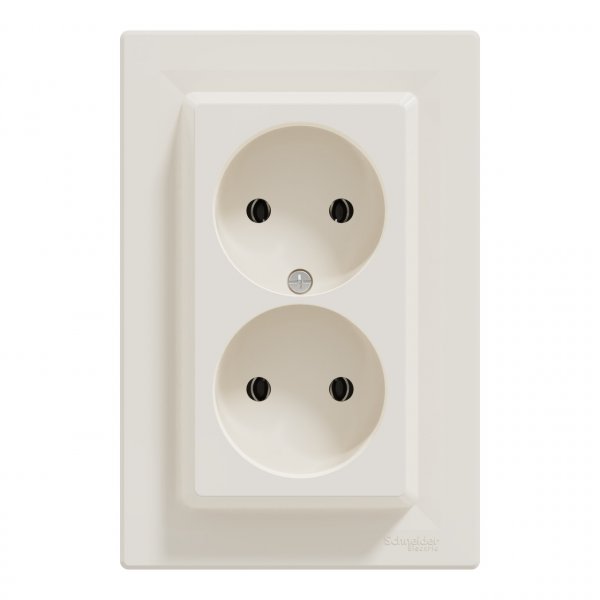 EPH9700123 Розетка двойная без заземления крем Asfora Schneider Electric