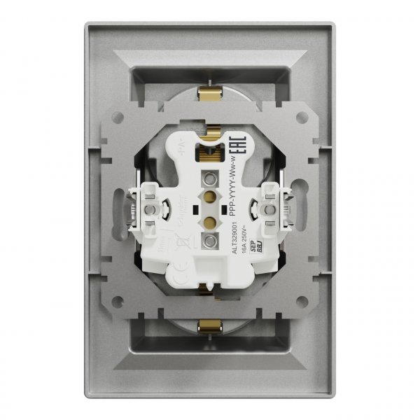 EPH9900161 Розетка двойная с заземлением алюминий Asfora Schneider Electric