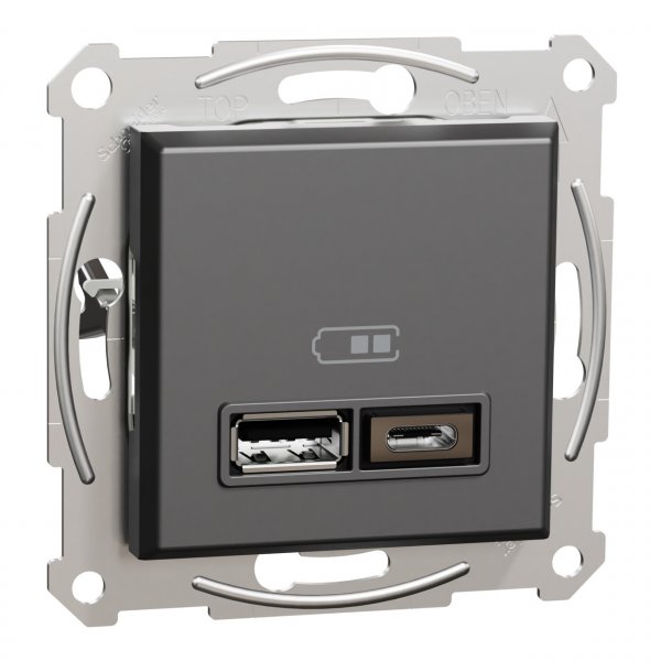 EPH2700371 USB розетка тип А+С 2,4A антрацит Asfora Schneider Electric