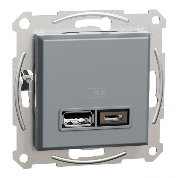 EPH2700362 USB розетка тип А+С 2,4A сталь Asfora Schneider Electric