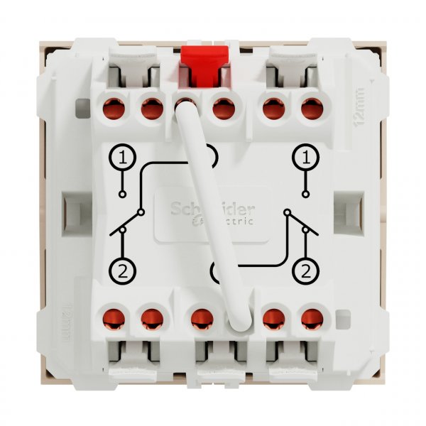 NU321344 Unica New Переключатель 2-клавишный, 2 х сх. 6, 10А, 2 модуля, бежевый Schneider