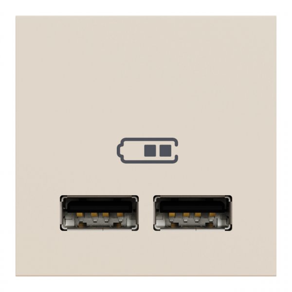 NU341844 Unica New Розетка USB подвійна 2.1А 2 модуля бежевий Schneider