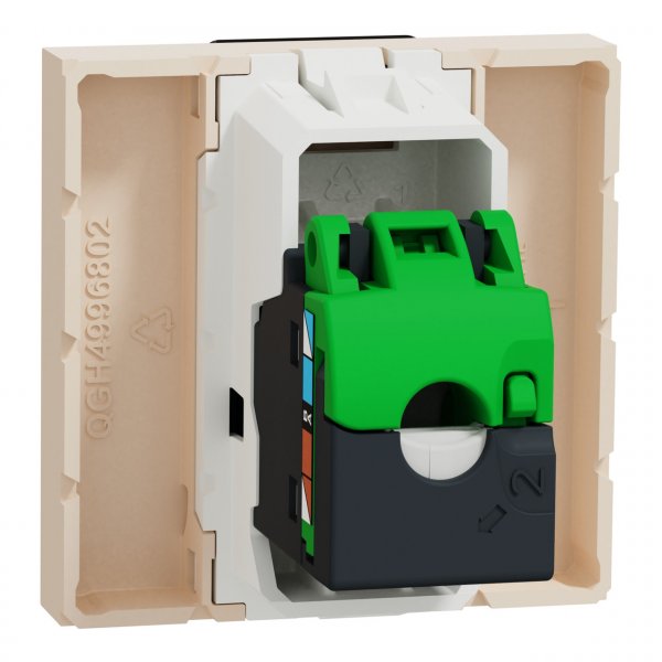 NU341144 Unica New Розетка компьютерная RJ45, одиночная, cat.5e UTP, 2 модуля, бежевый Schneider
