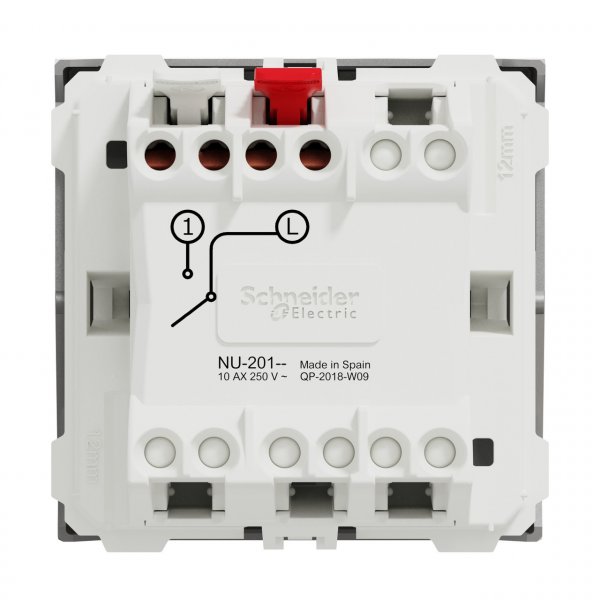 NU320130 Unica New Вимикач 1-клавішний, сх. 1, 10A, 2 модуля, алюміній Schneider