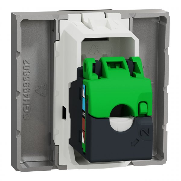 NU341130 Unica New Розетка компьютерная RJ45, одиночная, cat.5e UTP, 2 модуля, алюминий Schneider