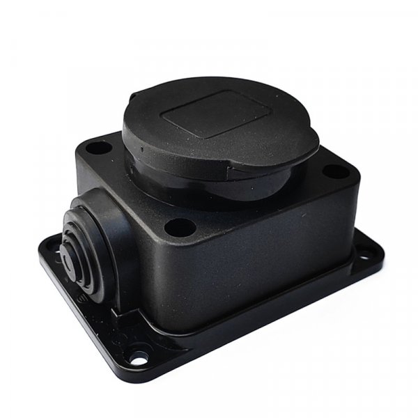 Розетка одноместная с защитной крышкой з/к РС-К112 2P+PE, 16А, 250В, IP44, ElectrO