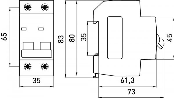 S001015 Модульный автоматический выключатель e.mcb.stand.45.2.B6, 2р, 6А, В, 4,5 кА
