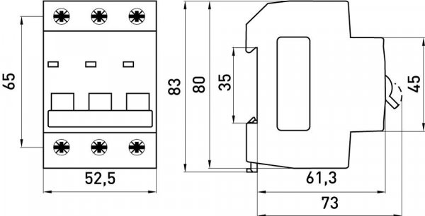 S002027 Модульний автоматичний вимикач e.mcb.stand.45.3.C4, 3р, 4А, C, 4,5 кА